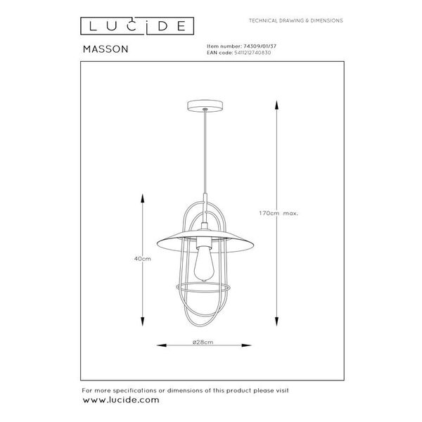 MASSON Pendant  E27/40W Turquoise