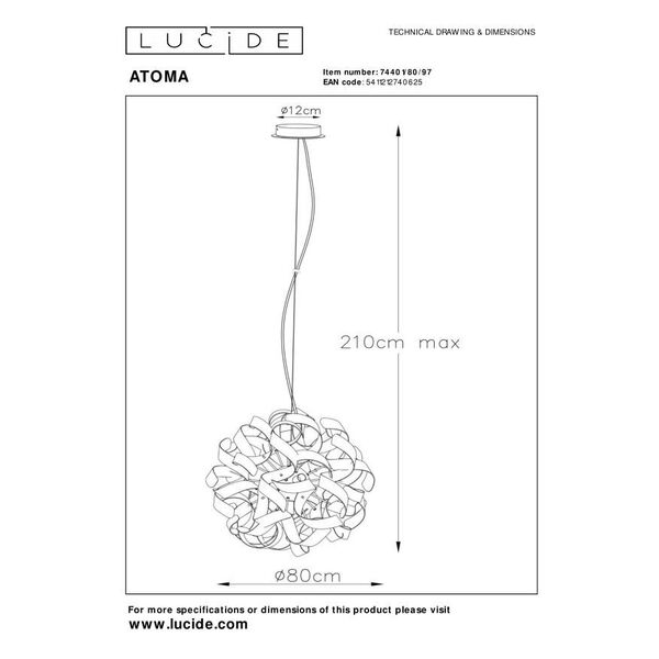 ATOMA Pendant Ø80cm 12xG9excl Rust