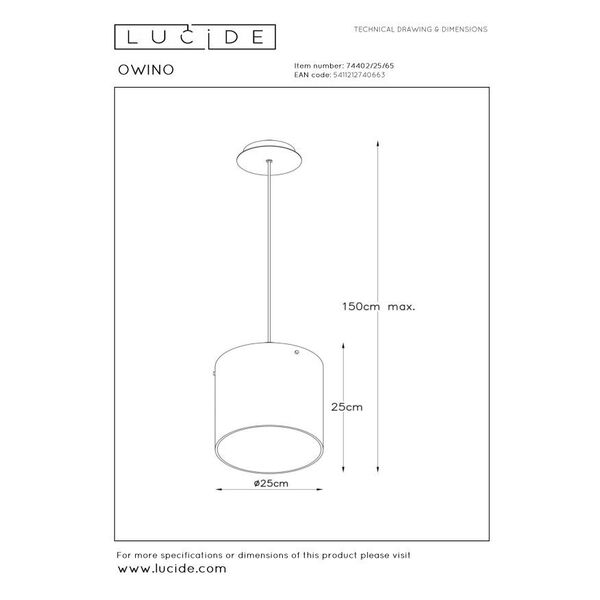 OWINO Pendant 1x GU10 LED Ø 25cm Black/Smoke Glass