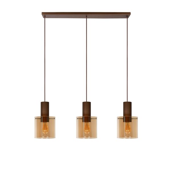TOLEDO Pendant 3xE27/60W Copper/Glass Amber