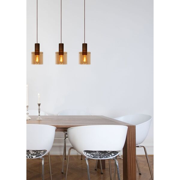 TOLEDO Pendant 3xE27/60W Copper/Glass Amber