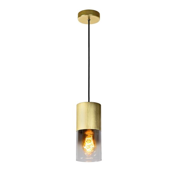 ZINO Pendant E27/60W Satin Brass/Smoke Glass