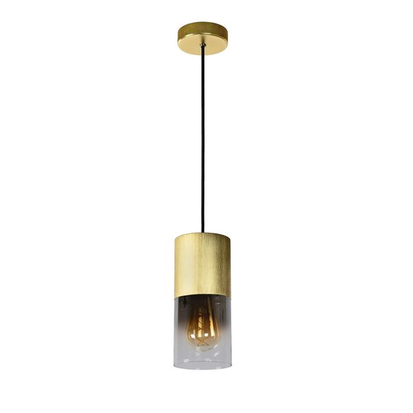 ZINO Pendant E27/60W Satin Brass/Smoke Glass