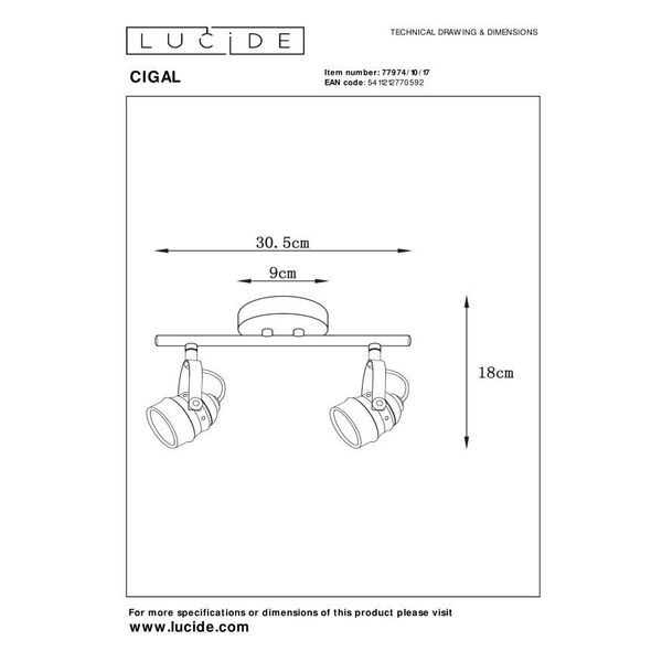 CIGAL Spot LED 2xGU10/5W 350LM 2700K Red Copper