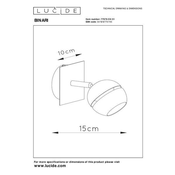 BINARI Spot LED 5W L10 W14.5 H13cm White