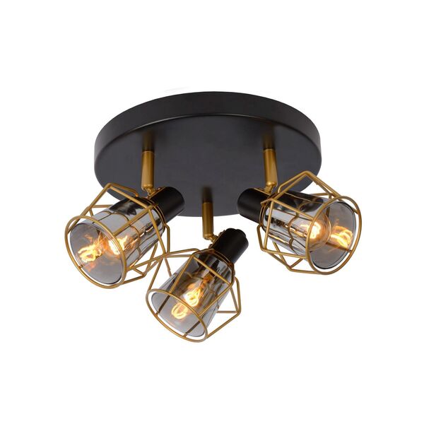 NILA Ceiling spotlight 3x E14/25W Black/Smoke glas