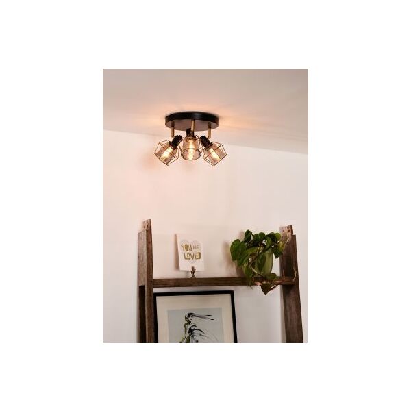 NILA Ceiling spotlight 3x E14/25W Black/Smoke glas