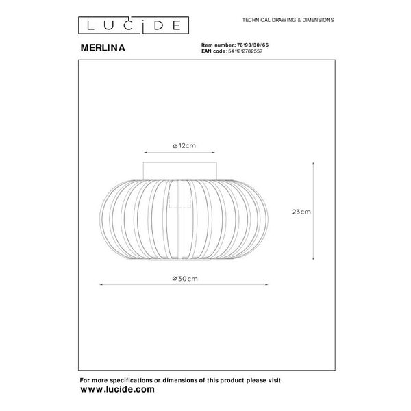 MERLINA Ceiling Light E27/40W Ø30cm Pink