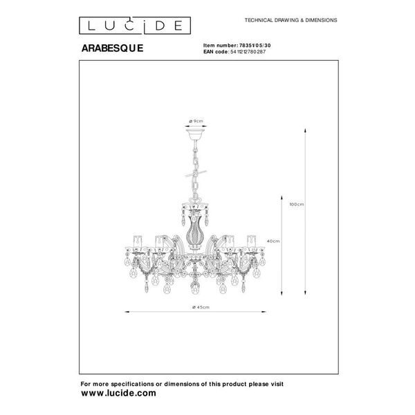 ARABESQUE Chandelier 5xE14/40W Black