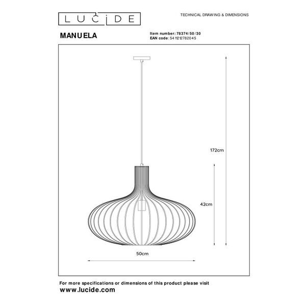 MANUELA Pendant 1xE27 Ø50cm Black