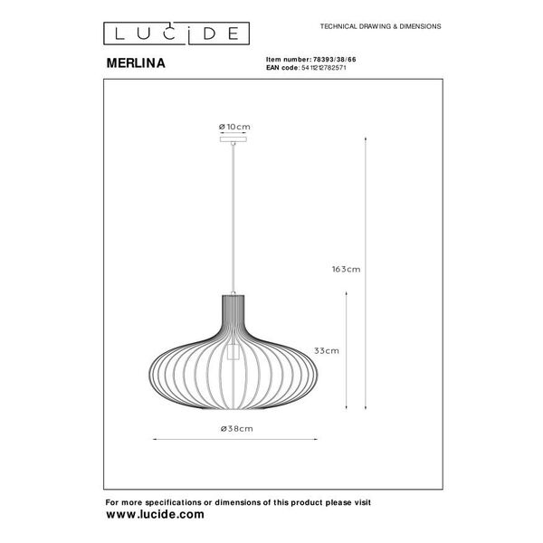 MERLINA Pendant E27/60W Pink
