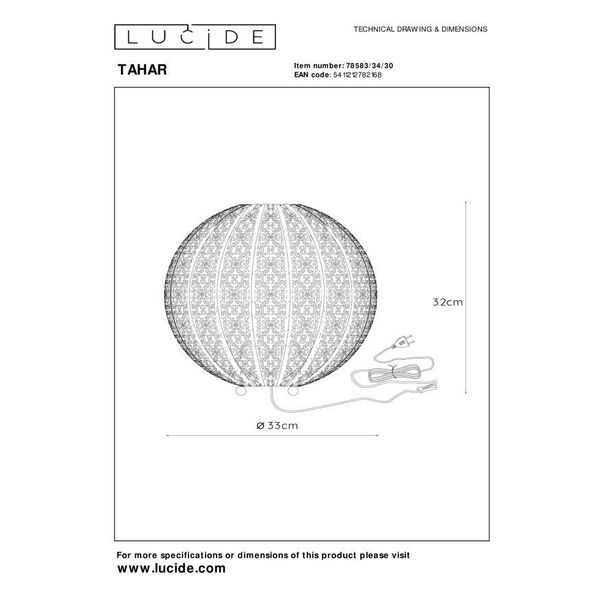 TAHAR Table Lamp E27 Ø34cm Black