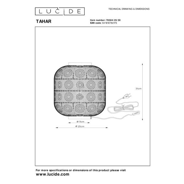 TAHAR Table Lamp E27 Ø25cm H31cm Black