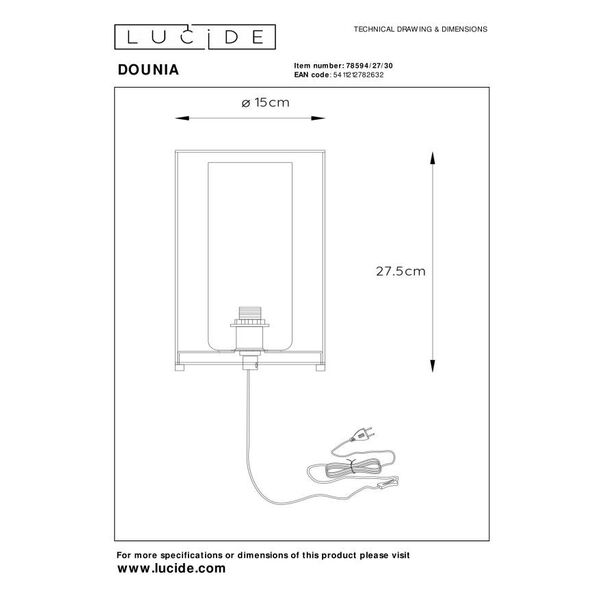 DOUNIA Table lamp  E27/40W H27.5cm Matt Black/Smok