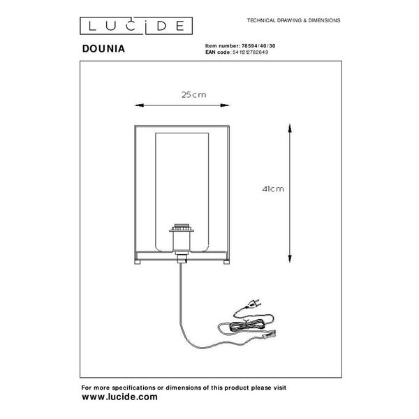 DOUNIA Table lamp  E27/40W H 41cm Matt Black/Smok