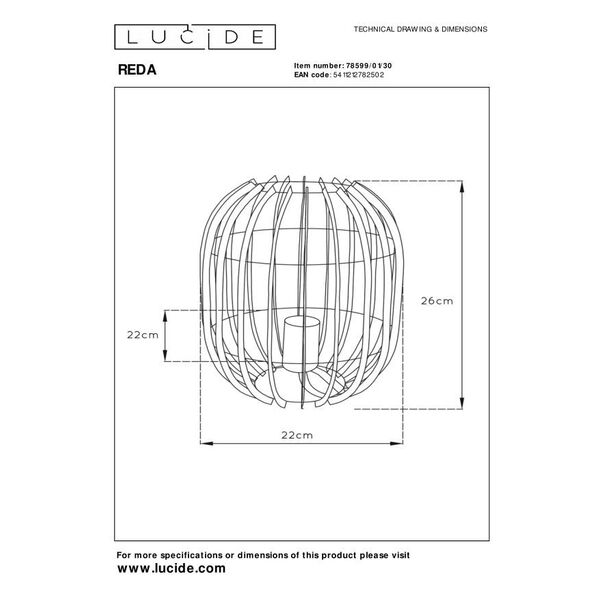 REDA Table Lamp E27/40W H26cm Black