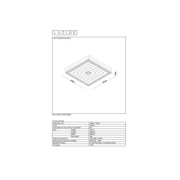 VIVI Ceiling Light LED 28W 2800LM 3000K 38/38cm