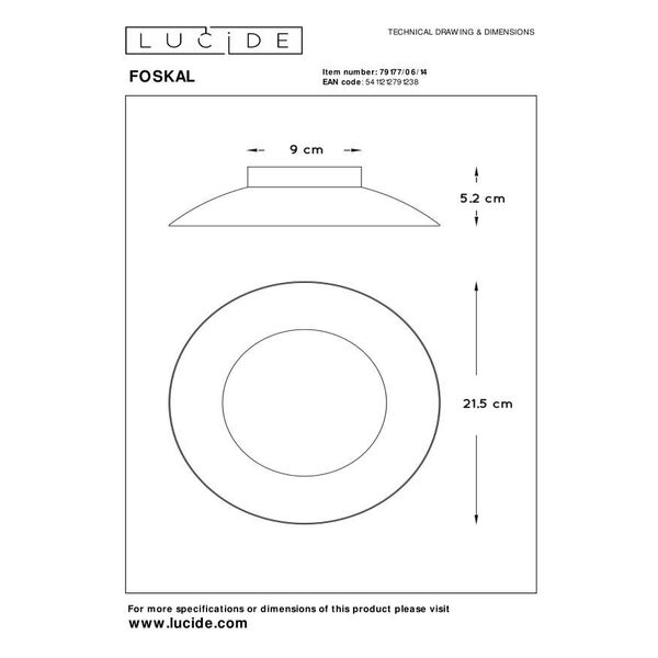 FOSKAL Ceiling Light LED 6W Ø21.5cm Silver