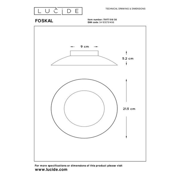FOSKAL Ceiling Light LED 6W Ø21.5cm Black