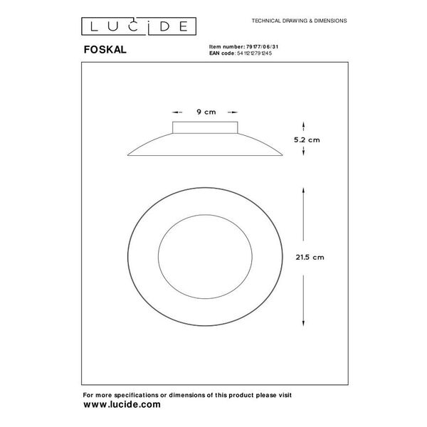 FOSKAL Ceiling Light LED 6W Ø21.5cm White