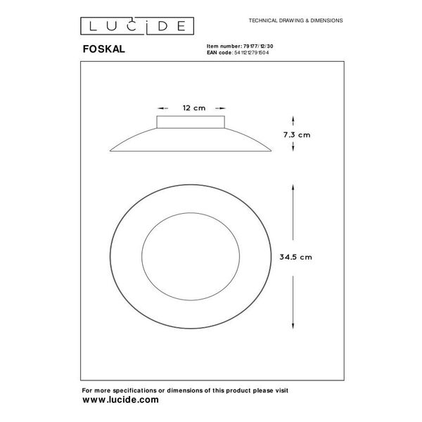 FOSKAL Ceiling Light LED 12W Ø34.5cm Black