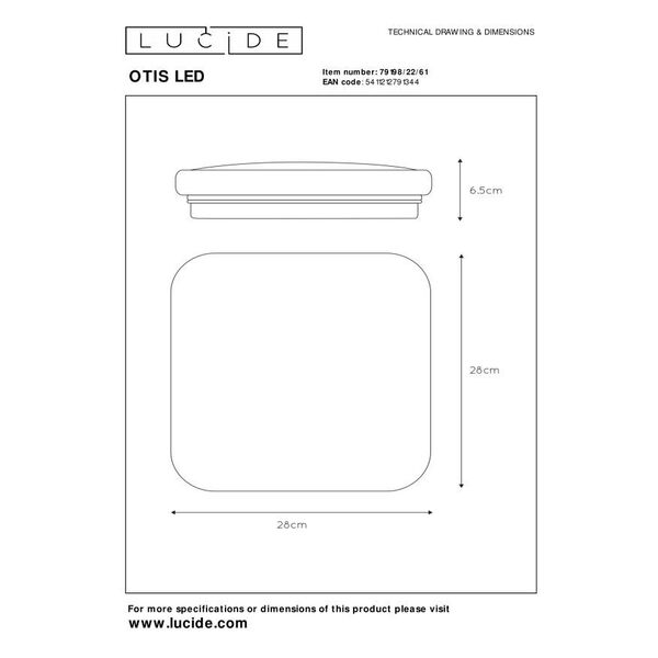 OTIS LED Ceiling Light LED 22W 28/28cm 1400LM