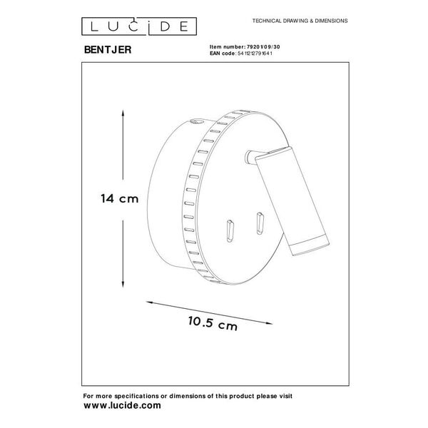 BENTJER Wall light Led 6W+3W 3000K Black