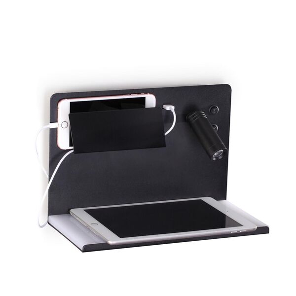 Настенный светильник SMART SHELF [с USB и беспр зарядкойчерный/белый/металл, 8W + 3W SMART SHELF]