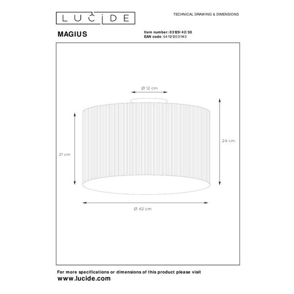 MAGIUS Ceiling lightRattan E27/40W Black/natur