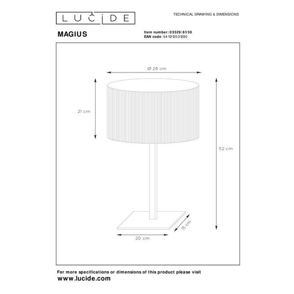 MAGIUS Table lamp Rattan E27/40W H52 Black/nature