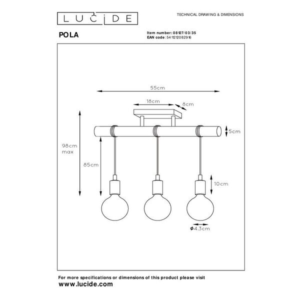 PAULIEN Ceiling Light 1xE27 60W Blue