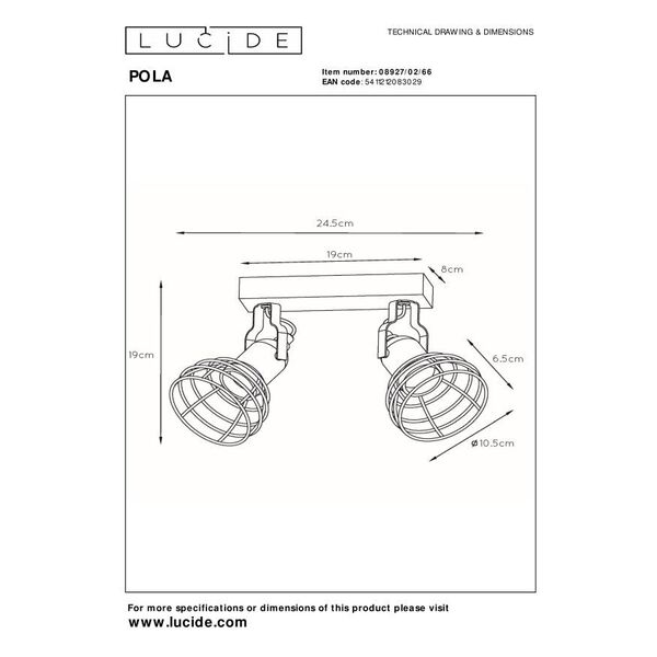 PAULIEN Ceiling spotlight 2xE27 60W Pink