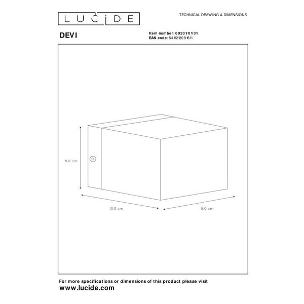 DEVI Wall Light G9excl. B8 L8 H10,5cm White