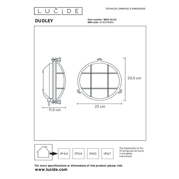 DUDLEY Outside Wall Light Round IP65 E27/60W Mat