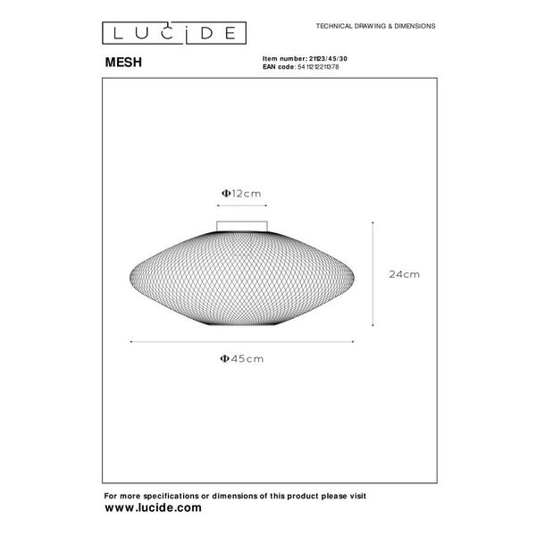 MESH Ceiling Light E27/40W Ø45cm Black