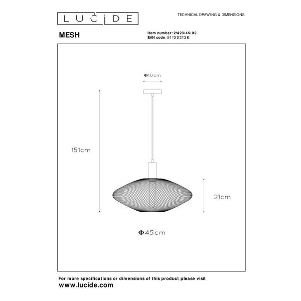 MESH Pendant E27/40W Gold