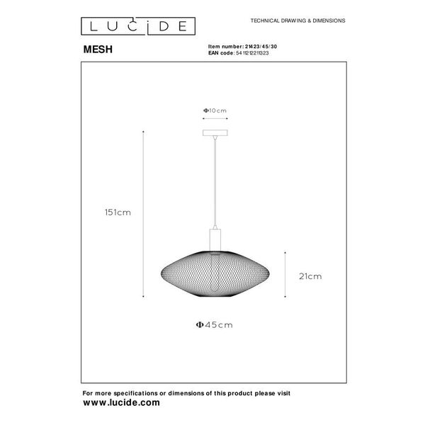 MESH Pendant E27/40W Black