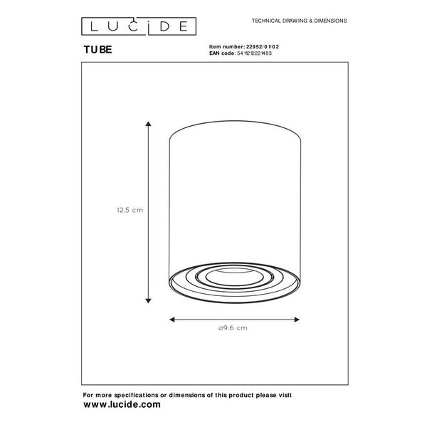 TUBE Spot Round GU10 D9.6 H12.5cm Matt gold/Brass
