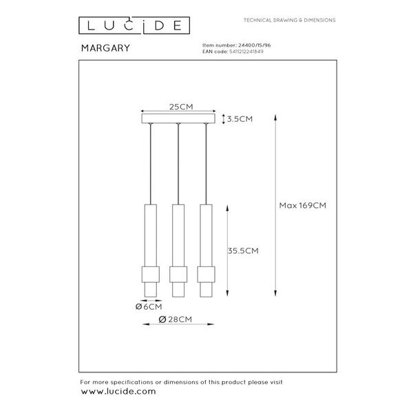 MARGARY Pendant Led 3x5W 2700K Coffee