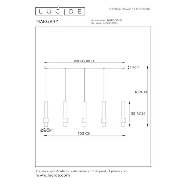 MARGARY Pendant Led 5x5W 2700K Coffee