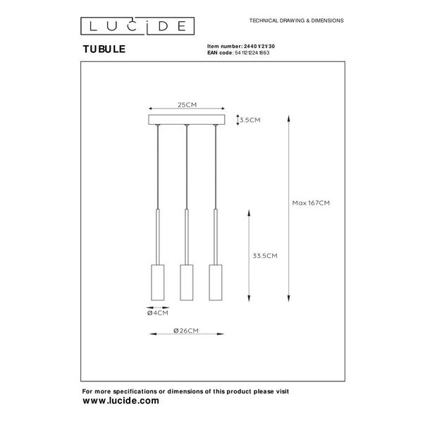 TUBULE  Pendant Led 3x7W 2700K Black