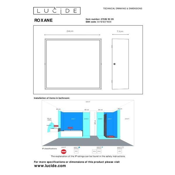 ROXANE Ceiling Light Led Square10W  Anthraci