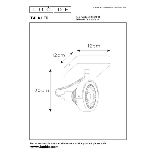 TALA LED Spot GU10/12W DTW Black