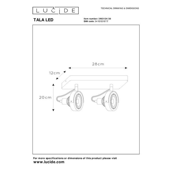 TALA LED Spot 2x GU10/12W DTW Black