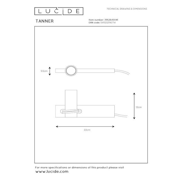 TANNER Table lamp 1x E27 60W H11cm  Black/concrete
