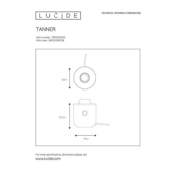 TANNER Table lamp 1x E27 60W H12.5cm Concrete/Matt