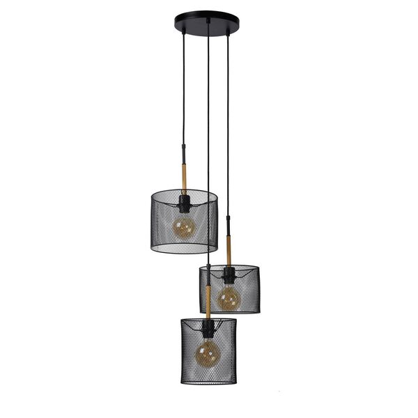 BASKETT Pendant 3xE27/40W Black/Wood