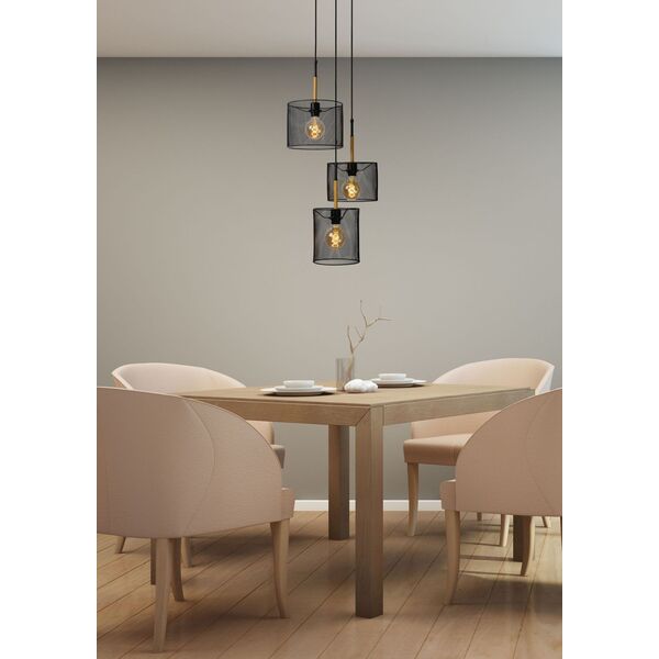 BASKETT Pendant 3xE27/40W Black/Wood