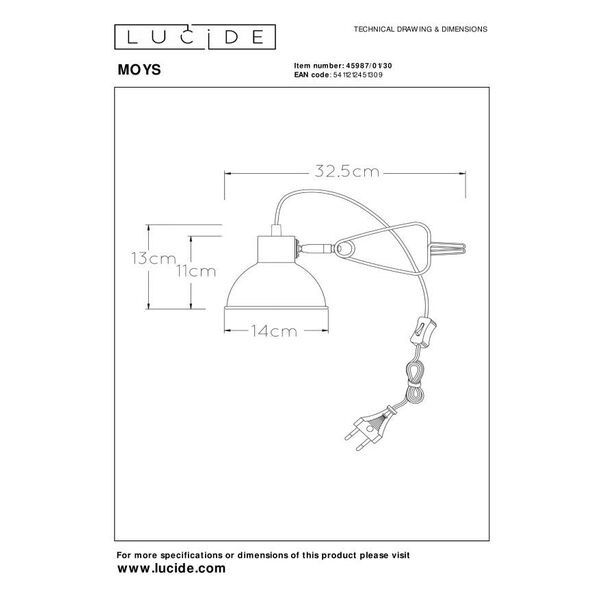 MOYS Clamp Lamp E27/40W Black