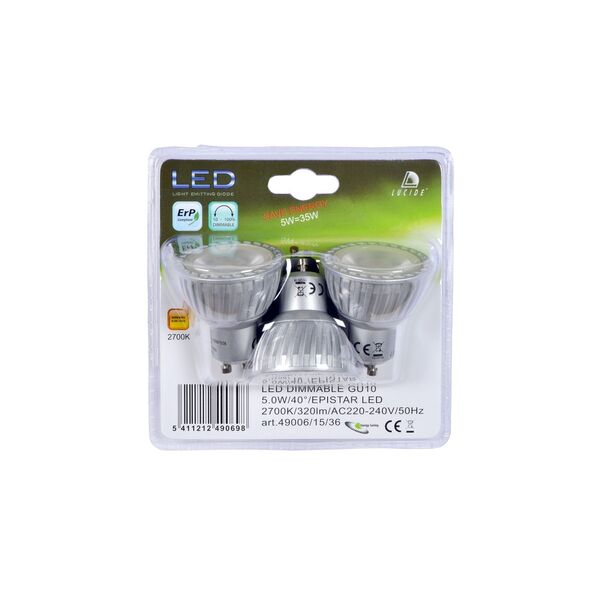 Bulb LED 3xGU10/5W Dimmable 320LM 3000K Grey